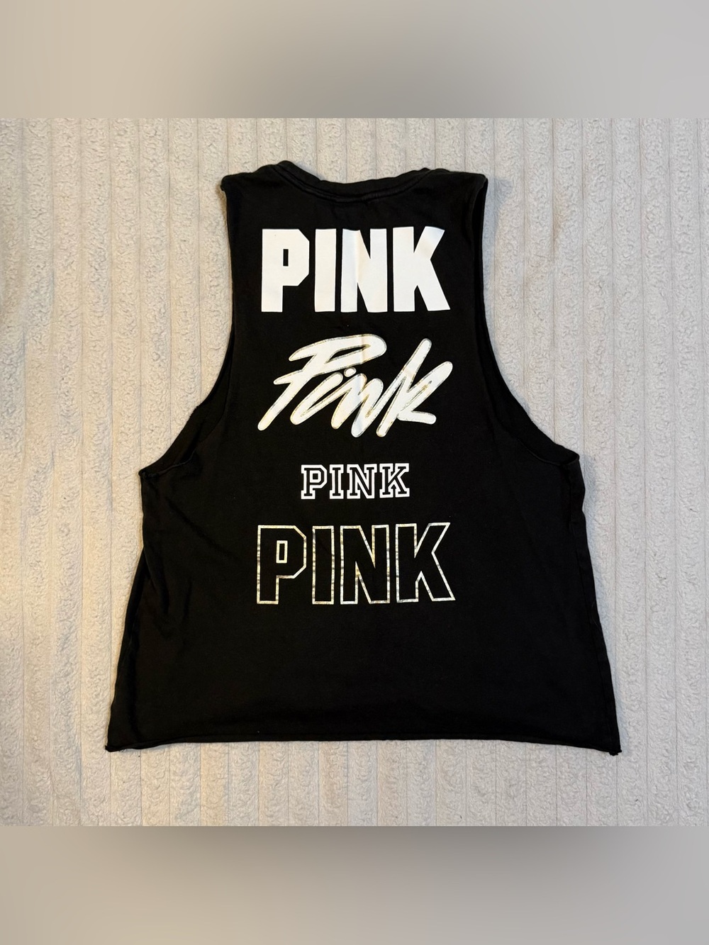 Victoria's Secret PINK Black & White Muscle Tank Top